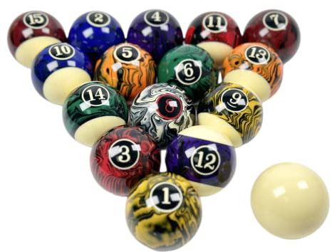AGIEG Billiard Pool Balls Set 16 Pool Table Balls Deluxe 2-1/4 Billiard Pool Balls (Dark Marble)