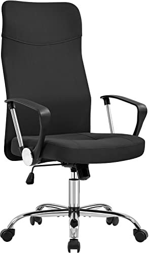 Yaheetech Bürostuhl ergonomischer Schreibtischstuhl mit hohe Rückenlehnen Drehstuhl höhenverstellbar mit gepolsterter Sitz bis 135 kg belastbar Stoff