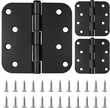 Winter Shore 10 cm Mattschwarze Scharniere Schwerlast [3er-Pack] - Abgerundete Eisen-Scharniere Schwarz für Außen-/Innentüren von 150 cm bis 200 cm - Scharniere Klappbar, Robust & mit 16 mm Eckradius