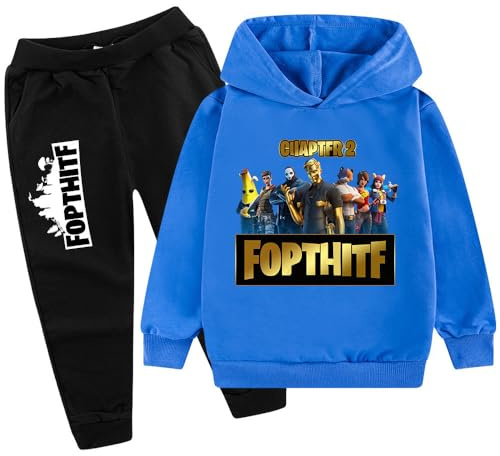zhaojiexiaodian Sweat à capuche imprimé 3D unisexe pour garçons, sweat à capuche de jogging pour enfants, tenue hip hop streetwear (FR/ES, Numérique, 120, bleu(C))