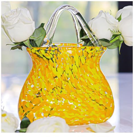 JarróN Transparente En Forma De Bolso, con Burbuja Jarrones Cristal JarróN Billetera, para Flores, Centros De Mesa, Cocina,Yellow