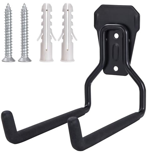 HOLEMZ Ganci da Parete Gancio Garage Muro Grande Universale Multifunzionale Doppio Gancio in Acciaio con Vite per Organizzare Tubo Da Giardino Biciclette Utensili Elettrici Nero