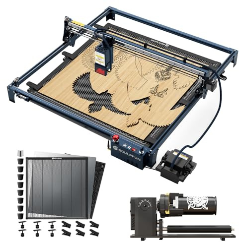 SCULPFUN S30 Ultra cortadora láser 33 W con mesa de trabajo de panal de 600 x 600 mm, disco de garra RA Pro Max, área de trabajo de 600 x 600 mm, Grabador láser para modelos grandes