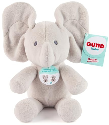 GUND Baby Peek-a-Boo Flappy Elephant Plush, Elephant Stuffed Animal, Baby Toy for Ages 0 and Up, Gray, 7 (Batteries Not Required)