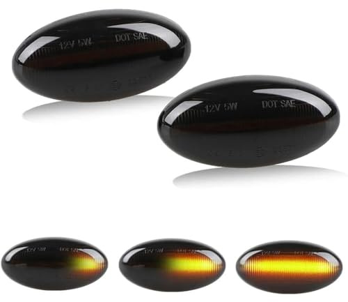 2x Feux Clignotants latéraux LED Pour P-eu-geo-t 1007 107 206 207 307 407 607 Partner Expert,Clignotants dynamiques à LED Pour C-itroe-n C1 C2 C3 C5 C6 Xsara Picasso Berlingo Jumpy (fumée dynamique)
