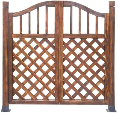GOCHUSX Portails Battants Doubles Portes Café, Porte Battante Extérieure en Bois Massif, Kit De Portail De Clôture À Piquets pour Clôture De Jardin, D'extérieur(A-Brown,90x90cm)