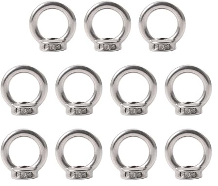 11 stycken ringmuttrar M6, 304 rostfritt stål, ringöglor ögonmuttrar ringmuttrar, ringskruvar för att fästa hängande ornament, blomkrukor, gungstativ etc.