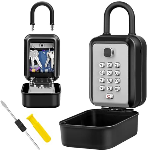 KTUEOV Schlüsseltresor mit Zahlencode, 12 Stellig Schlüsseltresor mit Bügel Wasserdicht Schlüsselsafe Aussen Schlüsselkasten Schlüsselbox mit Code für Zuhause, Garage, Schule