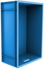 DURBO 5x 45 Litre Euro Stacking Storage Box, Industrial Product Box, Plastic Storage Container for Warehouse, Garage (BLUE)