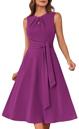 GRACE KARIN Women's Evening Dresses Sleeveless Round Neck Cocktail Wedding Formal Dress with Side Straps Rose Red M
