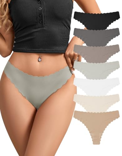 SHARICCA Kvinnor sömlösa stringtrosor osynliga underkläder andas inga show trosor mjuka stretchtrosor bikini hipster multipack