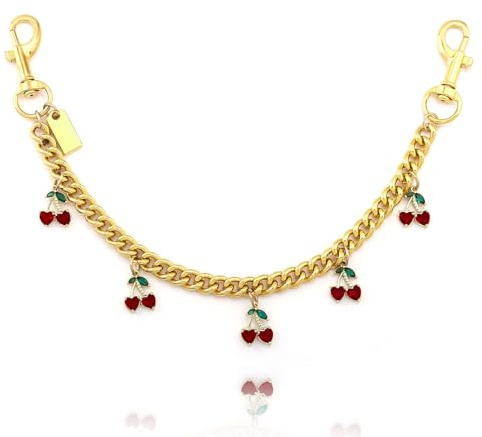 SORGERLY Cherry Bag Purse Chain Charm - Gold Handbag Extender Chain Accessories - Cute Keychain Gifts for Women (Red cherry)