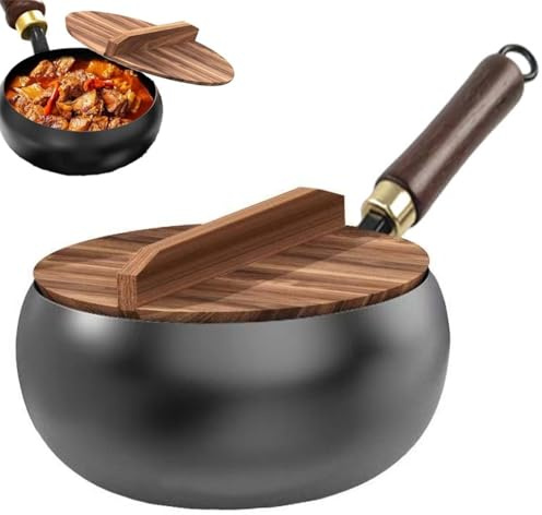 Cacerola de hierro fundido sin esmaltarAdecuado para freír a alta temperatura, guisar, hervir, función de conservación del calor, múltiples métodos de cocción, adecuado para la cocina. Black,28CM