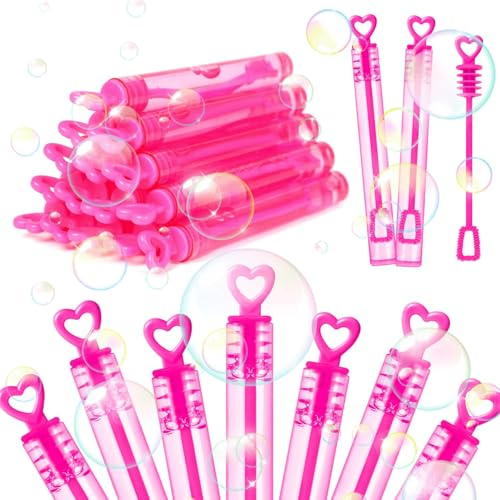 SULOLI Mini Bubble Wands,20PCS Wedding Bubbles for Guests Heart Bubbles Hen Party Bag Fillers Hen Do Gift Bags Fillers Valentines Party Favours