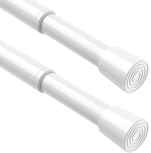 BSYXLSX Bastoni per Tende a Pressione, 2 Pezzi Bastone Tenda Estensibile Senza Foratura, Regolabile 70-100 cm, Diametro 16mm, Bianco, per Finestra e Armadio