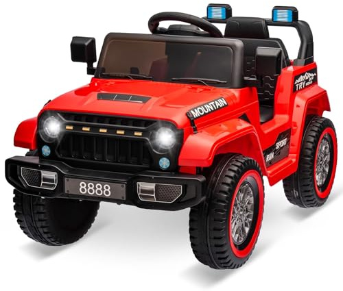 Quad eléctrico infantil de 2 plazas de 12 V con mando a distancia, Quad coche eléctrico con Bluetooth y faros LED, 3 velocidades ajustables, vehículo todoterreno para niños de 3 a 8 años (rojo)