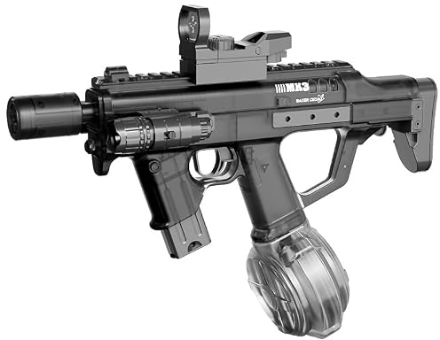 Bazil Bazos MK3 Electric Water Blaster, Automatic Rechargeable Water Pistol, Plastic, Long-Range for Outdoor Team Play (Transparent Black)