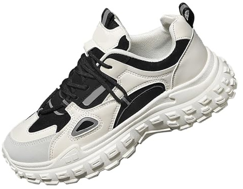 Sneakers Chunky för män, tjock sula, sportskor med snörning, promenad, trendiga fitness-sneakers, bekväma, lediga, löparskor, ventilerande promenadskor för utomhus, fitness och vardag