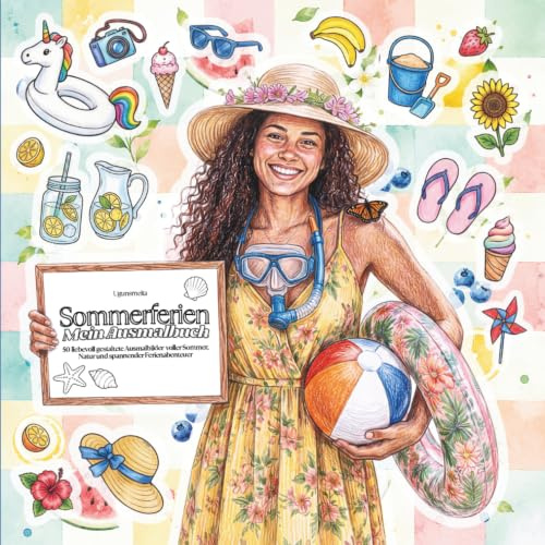 Sommerferien - Mein Ausmalbuch: 50 liebevoll gestaltete Ausmalbilder voller Sommer, Ferien, Urlaub, Strand, Camping, Natur, Freizeit, Abenteuer und kreativer Malspaß für Kinder