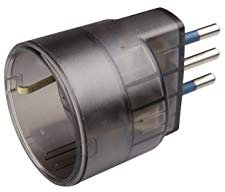 Poly Pool PP0433.5S PP0433.5 Adattatore con Spina Piccola e Presa Tedesca con Terra Laterale, Fumè, Fume' Trasparente, 1 PEZZO