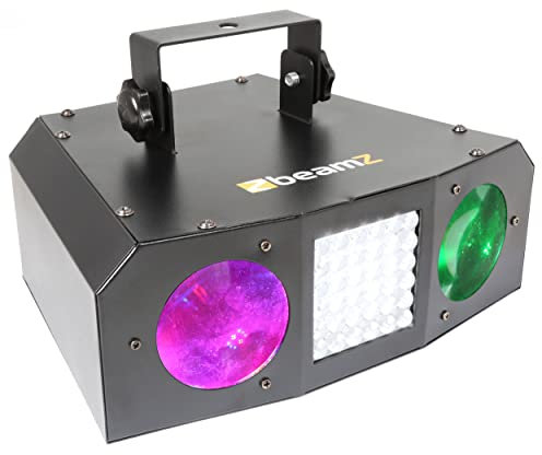 BeamZ Uranus LED Lichteffekt, Stroboskop Disco Licht, Doppelter Moonflower, Disco Beleuchtung, Discolicht Partylicht, 92 RGB LEDS´s, 45 Stobe LED´s, Musikgesteuert Mooneffekt, Schwarz