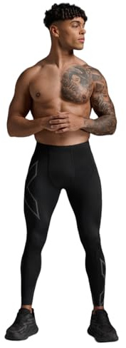 2XU Men's Light Speed Compression Tight for Running, Black/Black Reflective, Large