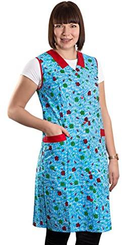 Women's Coat Apron House Dress Sleeveless Cotton Multi-Coloured, Design 3, XS/S
