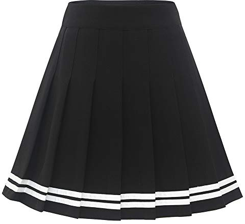 Dressystar Gonna elastica da donna a pieghe, tinta unita, da tennis, basic, mini gonna