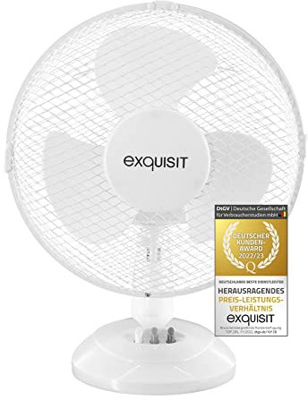 Exquisit Tisch-Ventilator, 40 cm Durchmesser, 50 Watt, 3 Geschwindigkeiten, Oszillation, schwenken, 44 cm Höhe, VT 35082 we