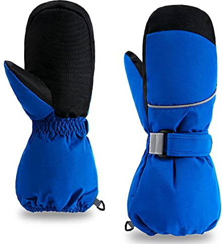 ThxToms Guanti da sci per bambini, guanti invernali da -15 °C, antivento, impermeabili, caldi, Oxford ispessito e freddo, per sport all'aria aperta, snowboard, sci, ragazzi e ragazze, per 4-13 anni