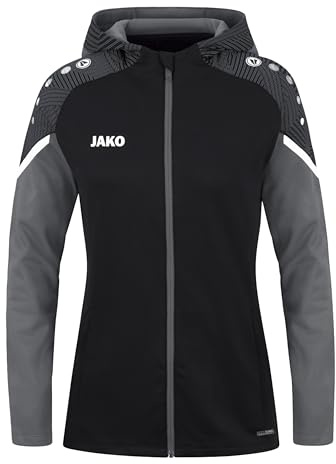 JAKO Damen Kapuzenjacke Performance, Schwarz/Anthra Light, 36
