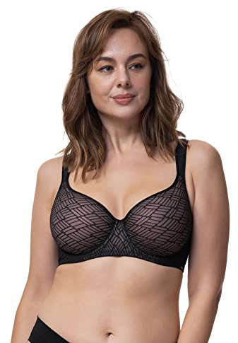 Reggiseno leggero Comfort da donna con coppe traspiranti Spacer Spalline Imbottite Full Cup Reggiseno con ferretto Leila D001725 Nero Avorio Bianco, Leila-nero, 6D