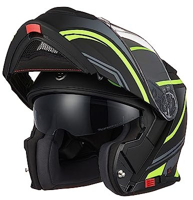 TORC Casco Moto Modulare Apribile Casco Moto Integrale Scooter con Doppia Visiera Omologato ECE 22-06