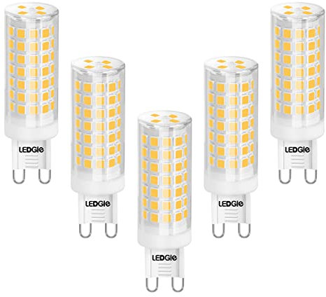 LEDGLE G9 LED Lampen 8W Dimmbar Warmweiß 3000K Kein Flimmern, LED Lampe, Warmweiß, G9 Bulb Mais Birne, 700LM ersetzt 80W Halogenlampen, 5er Pack