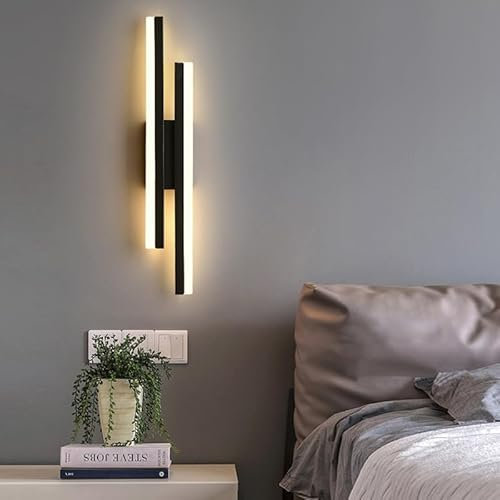 Comely Wandleuchte LED Innen,16W Wandlampe LED Schwarz, 3 Farbtemperatur 3000K/4500K/6500K Modern Wandbeleuchtung LED für Wohnzimmer,Treppenhaus, Flur, Esszimmer