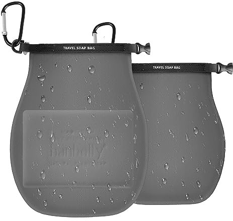 2 Pack Soap Travel Case Container,Portable Soap Bag Travel Soap,Solutions for Travelling Bathroom Shower Gym with Bar Soap (Grauen)