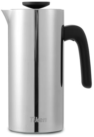 Tiken 1L French Press Coffee Maker Stainless Steel Double walled Vacuum Insulated Coffee Press Dishwasher Safe