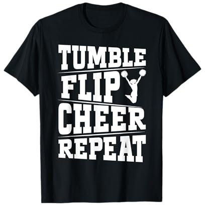 Tumble Flip Cheer Repeat Cheerleader Cheerleading Femmes T-Shirt