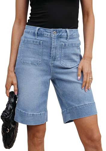 luvamia Jean Shorts for Women Casual Summer Spring Womens Shorts Blue Jean Bermuda Shorts WomenLakeside Blue Size Large