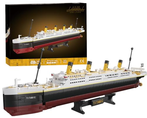 NETEHU Titanic Boat Model Building Blocks Set, 1465 Pieces Mini Bricks Cruise Ship Model，DIY Educational Titanic Toys for Alone at Home