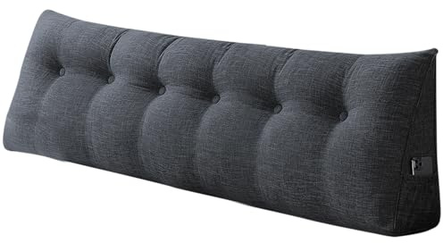 Cuscino da lettura per letto o divano a triangolo, cuscino per schienale e divano, cuscino per testiera da letto, cuscino rimovibile imbottito per maggiore comfort, 180 x 50 x 20 cm, grigio diva