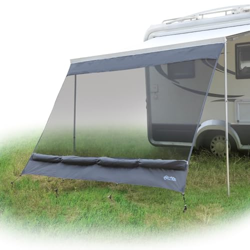 Unikka Tenda da Sole e Pioggia Blocca per Parete Anteriore e Laterale per Furgone Camper, Autocaravan e Minivan Caravan Autobus Tenda da Parete Realizzata con Design a Due Strati. (350 * 200 cm)