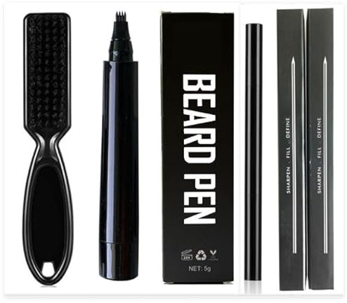 Bartfüllerstift,Bartstift für Männer,Bartstift Schwarz,Wasserfester Bartstift,Beard Filler Pencil,Wasserfester Bartstift für Herren,Bartstift Füllset Füllen Schnurrbart (Schwarz, Bartstift Füllset-C)