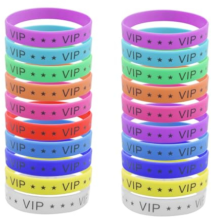 QoTang 50 pièces Bracelets VIP,Bracelet Silicone Élastique Bracelet d'entrée Bracelets Événementiels Colorés pour Faire la fête Musique Festival Concerts,10 Couleurs,Diamètre 6,5cm