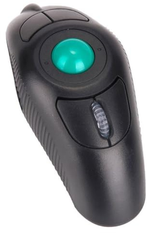 LABRIMP Trådlös Handhållen Tumstyrd Trackballmus med USB Port Ergonomisk Delfinform för Vänster Högerhänta Bärbar för Laptop till Räckvidd Drivrutin Krävs