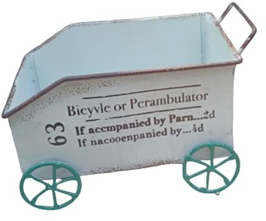 ZYKEJJDDAK Carrito de flores pequeño y moderno para decoración de carretilla de metal para jardín interior y exterior