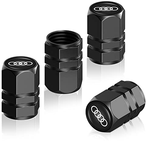 4 Tappi per Valvole di Pneumatici per Audi A1 A3 RS3 A4 A5 A6 A7 RS7 A8 Q3 Q5 Q7 R8 S Series Auto, Sostituzione Tappi Parapolvere Pneumatici Auto, Accessori per Pneumatici