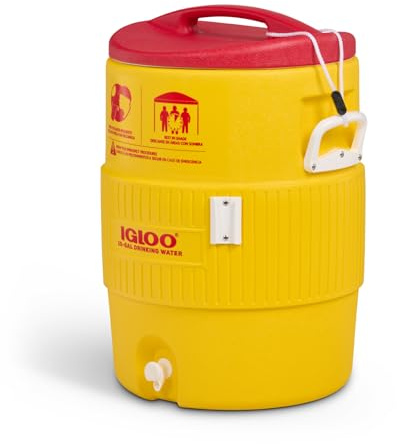Igloo 10 gallon Industrial Beverage Cooler, Yellow/Red/White