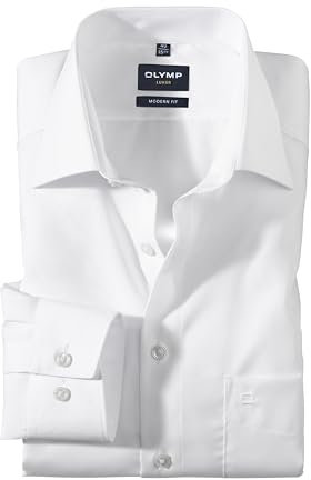 OLYMP Herren Hemd Modern Fit extralange Aermel, Weiß, 44