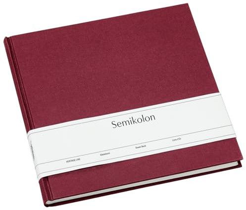Semikolon 353525 Gästebuch - 25 x 23 cm - mit 180 blanko Seiten zum Selbstgestalten, Lesezeichen - burgundy dunkel-rot